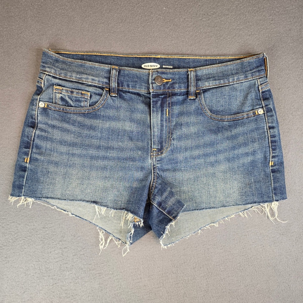 Old‎ Navy Boyfriend Denim Shorts Womens 8 Blue Raw Hem Cut Off Medium Wash